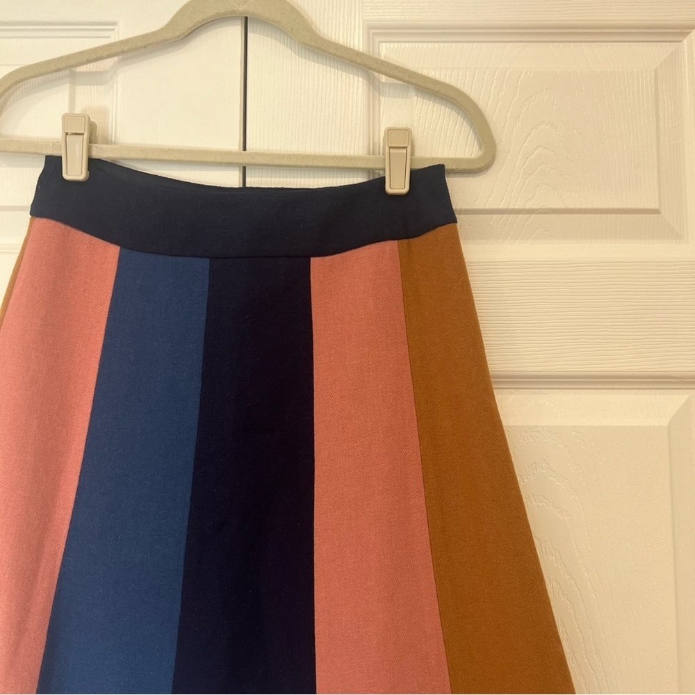 Boden Stripe Wool Blend A Line Skirt Pink Blue Tan Black Womens 4L - Picture 4 of 8